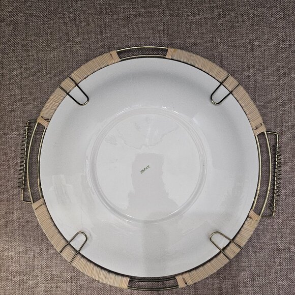 Vintage 1960s Souritsu Akechi Japan Hand Painted Plate With Metal Holder Mid-Cen - Picture 6 of 11